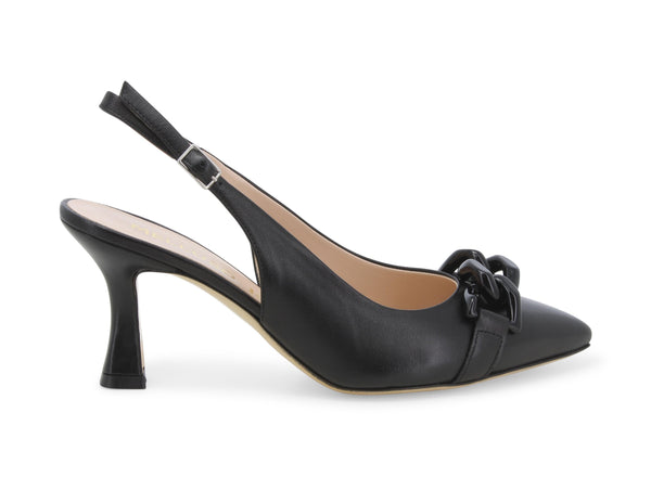 Melluso Slingback Tacco Alto Elegante in Pelle liscia Nera E1655-226489